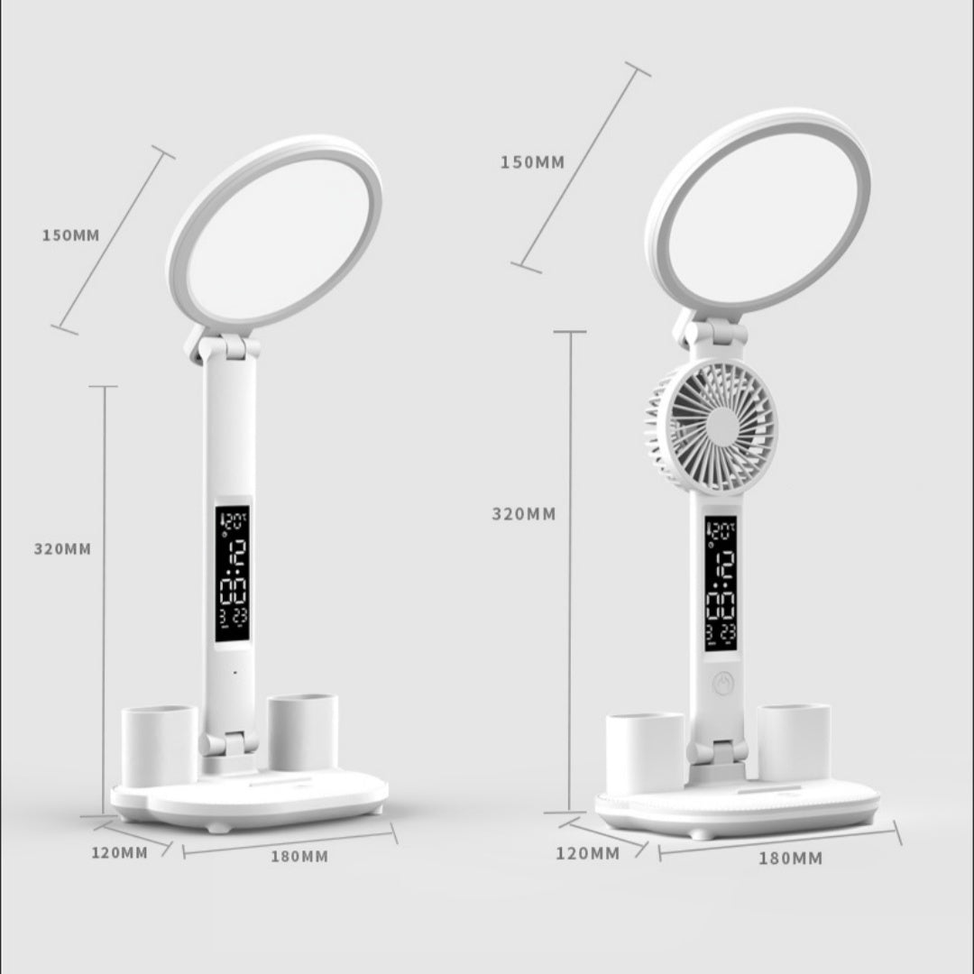 Foldable LED Desk Lamp with Clock & USB Charging
