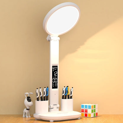 Foldable LED Desk Lamp with Clock & USB Charging