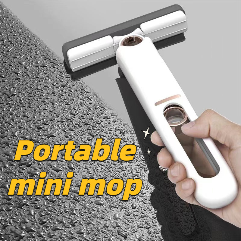 Portable Self-Squeeze Mini Mop — strong absorbent, no-wash, multi-use cleaner.