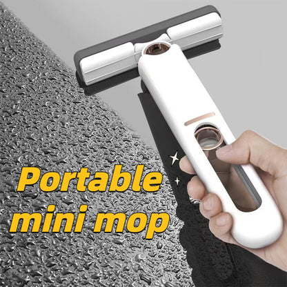 Portable Self-Squeeze Mini Mop — strong absorbent, no-wash, multi-use cleaner.