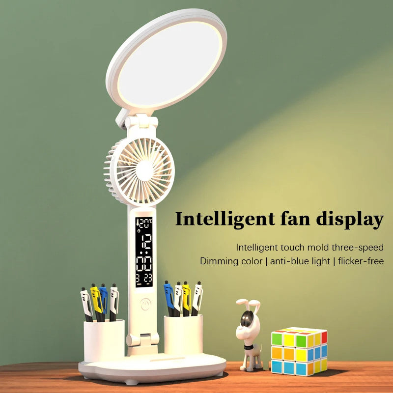 Foldable LED Desk Lamp with Clock & USB Charging