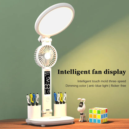 Foldable LED Desk Lamp with Clock & USB Charging