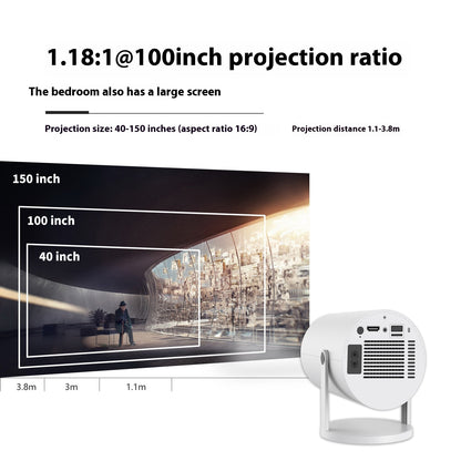 Compact Home Projector with Auto Focus & 180° Angle